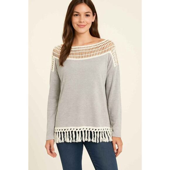 "Boho Breeze Tassel Trim Top"
ENTRO- Small - Picture 1 of 4